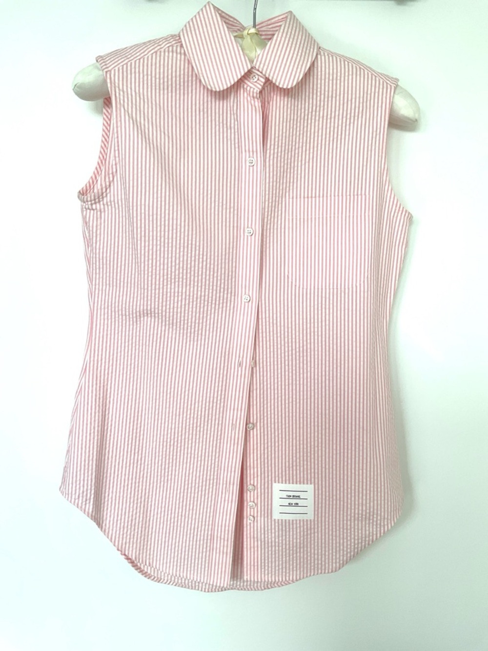Thom Browne Pink and White Striped Shirt